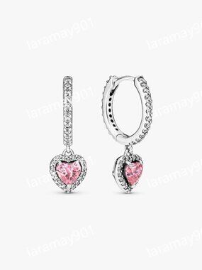 Sparkling Halo Heart Hoop Earrings